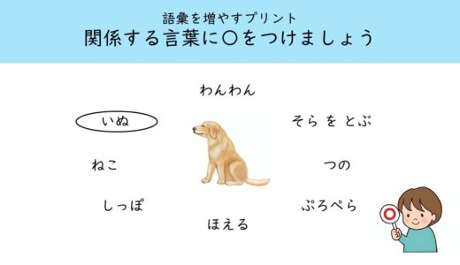 【プリント教材】語彙を増やすための教材　絵に関係する言葉に〇をつけよう